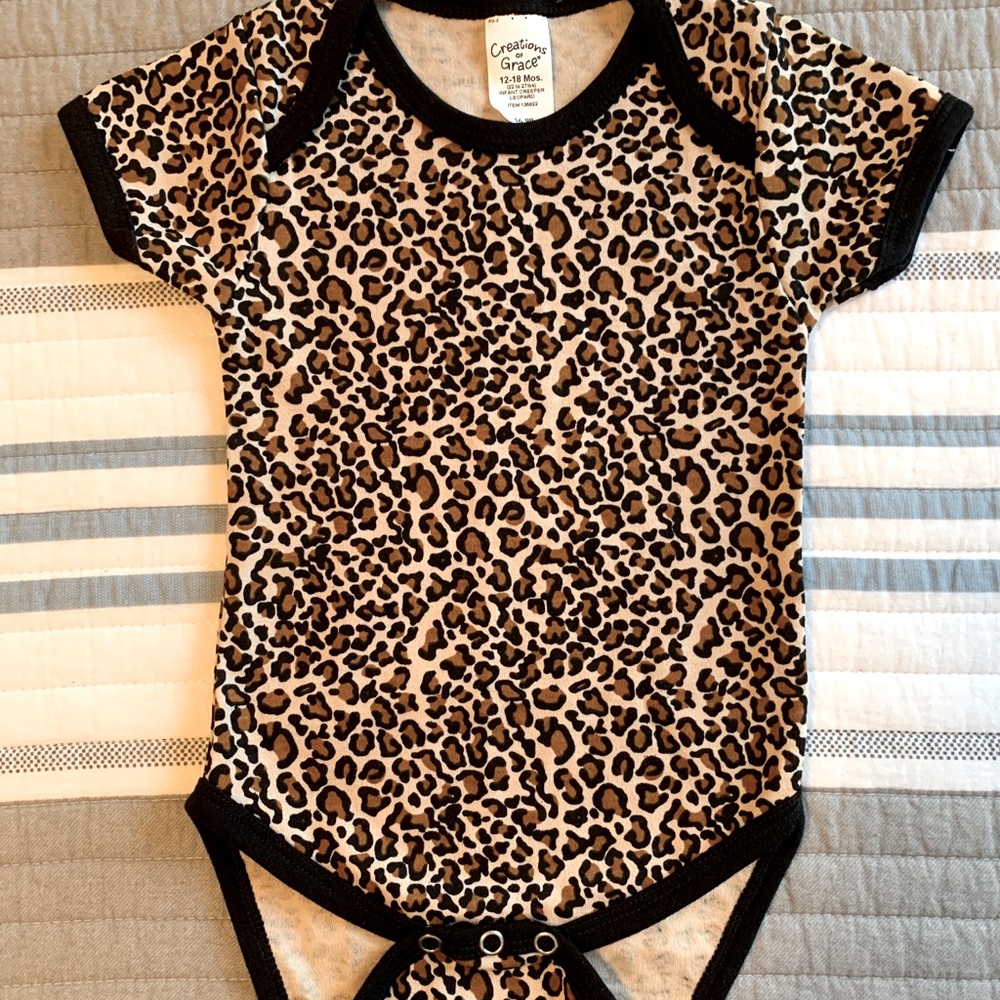 Baby girl leopard onesie 12-18 mos.